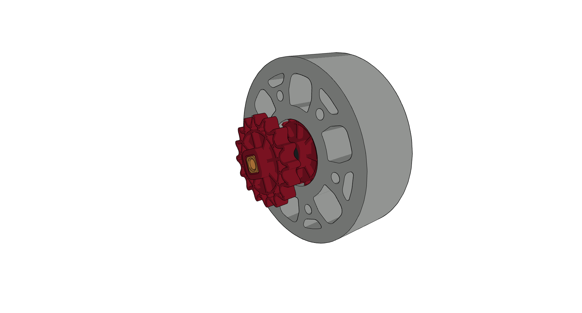 Hình minh họa cho thấy quá trình lắp cụm bánh răng vào Flex Wheel, làm nổi bật kỹ thuật đẩy dần răng bánh răng vào lỗ theo các phần tròn.