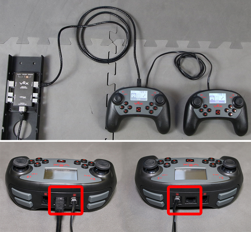 さまざまなコンポーネントとその機能を紹介し、競技用ロボットの設計と組み立てを示す V5 競技用ロボットの詳細な図。