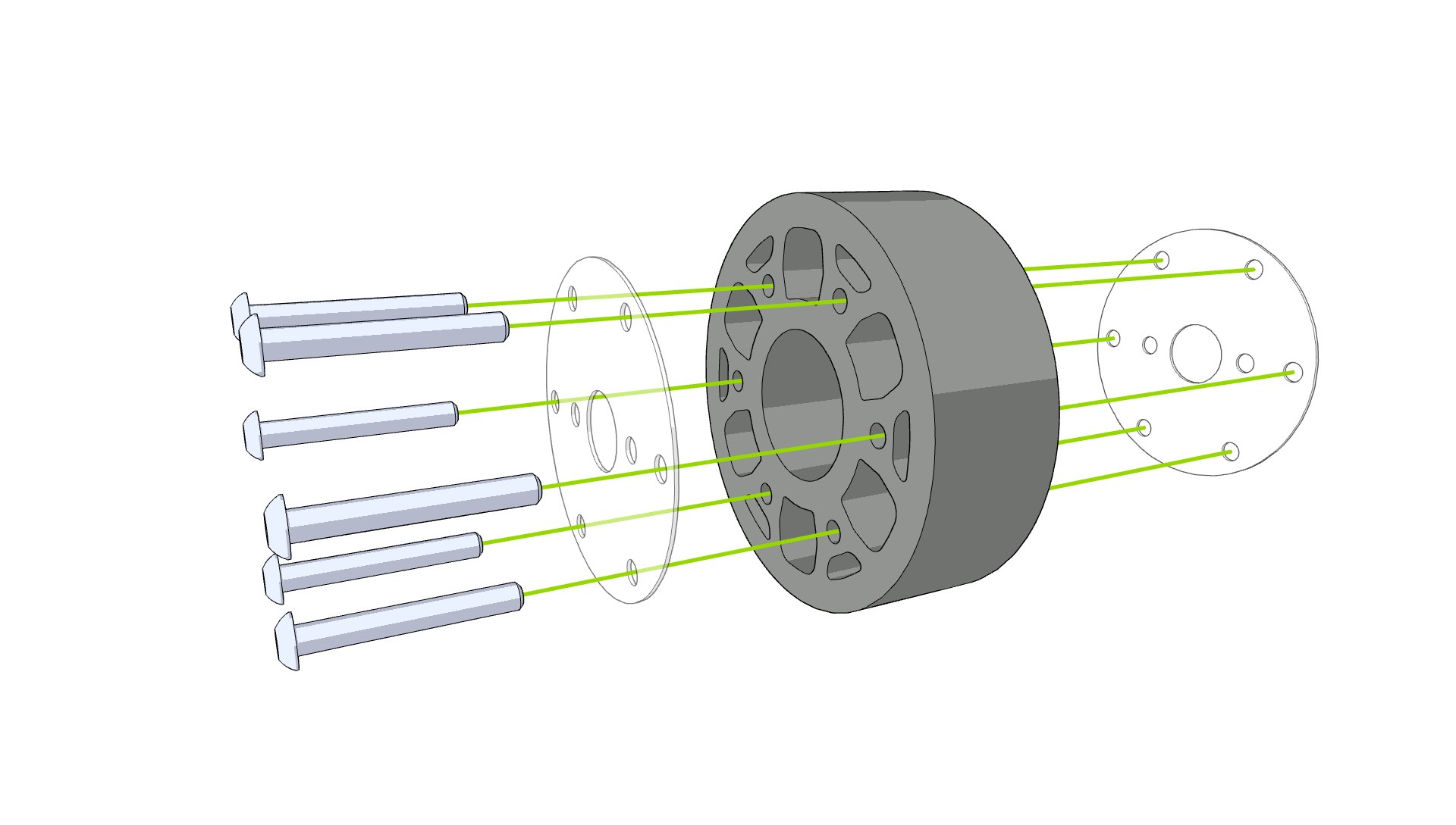 Diagram yang menunjukkan pemasangan pelat untuk robot kompetisi V5, mengilustrasikan penyelarasan dan titik sambungan yang tepat untuk perakitan pada Langkah 2.