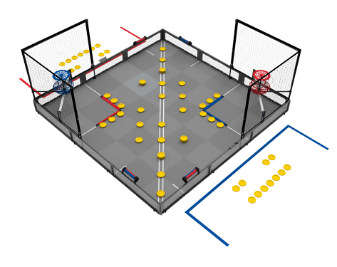 Una vista detallada de un robot de competición V5 que muestra sus componentes y diseño, destacando las características relevantes para las competiciones de robótica.