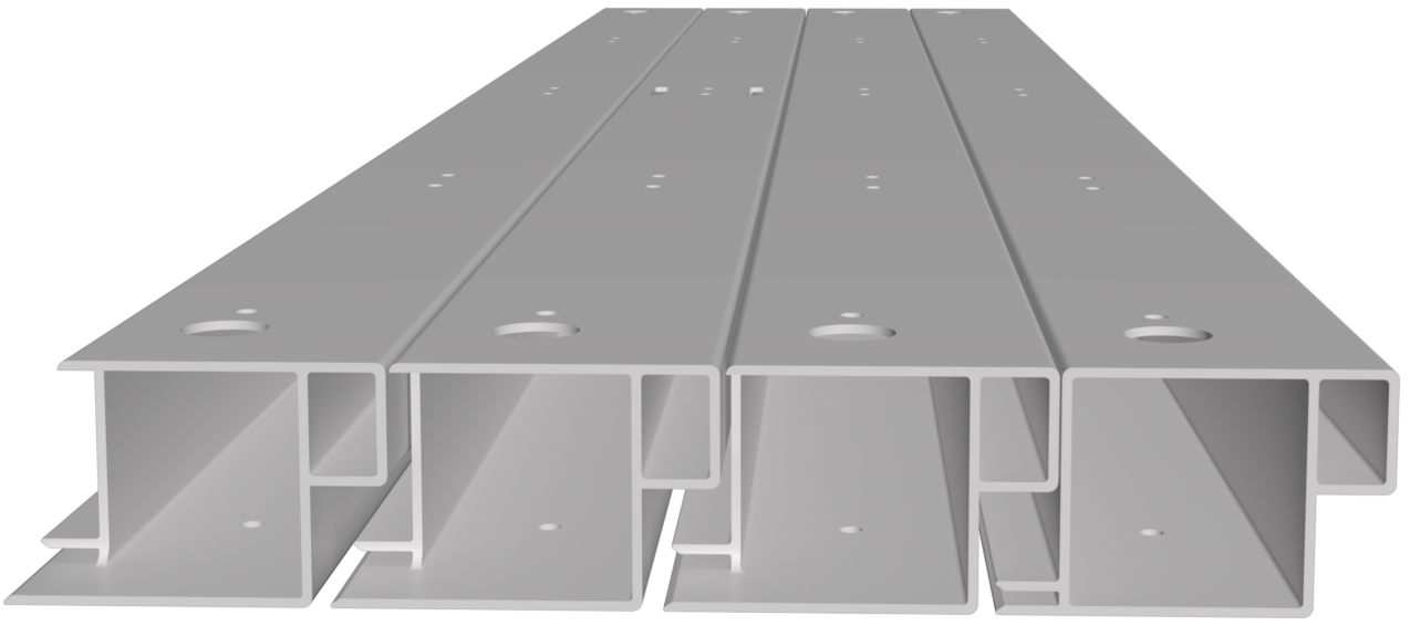 Schéma montrant les extrusions inférieures d'un robot de compétition VEX V5, illustrant les composants structurels et la disposition pour des performances optimales dans les compétitions de robotique.