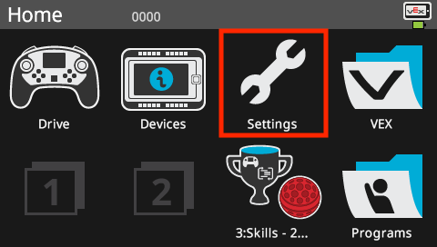 Captura de pantalla de la interfaz de configuración del robot VEX V5, que muestra varias opciones de configuración para los robots de la competencia, incluida la configuración del motor, las asignaciones de controladores y las configuraciones de los sensores.