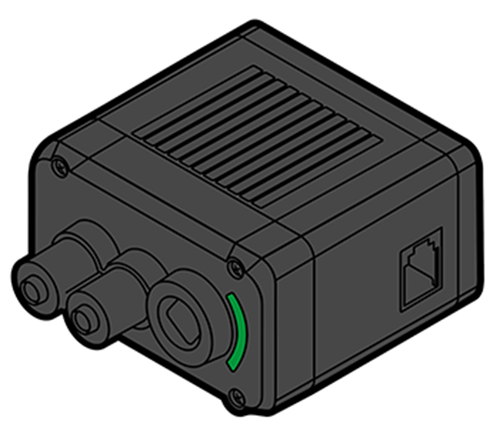 Diagram yang mengilustrasikan spesifikasi motor V5, termasuk dimensi dan titik sambungan, yang digunakan dalam aplikasi robotika.