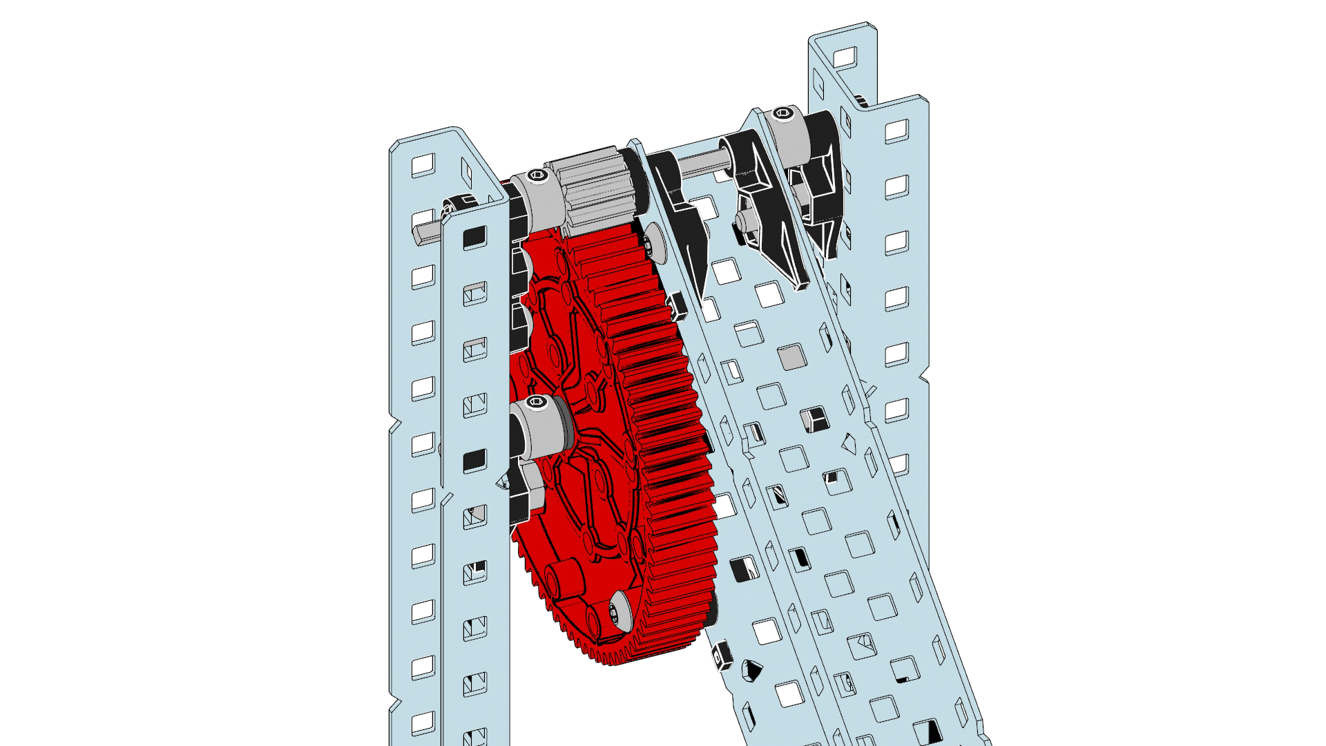 V5 motora komponentu diagramma, kas ilustrē robotikā izmantotā V5 motora struktūru un funkcijas, tostarp galveno detaļu un savienojumu etiķetes.
