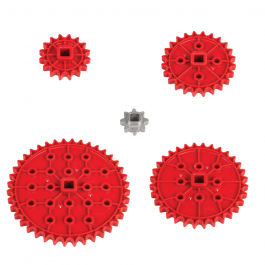 Berbagai macam potongan Sprocket V5, dengan 5 ukuran yang ditampilkan.