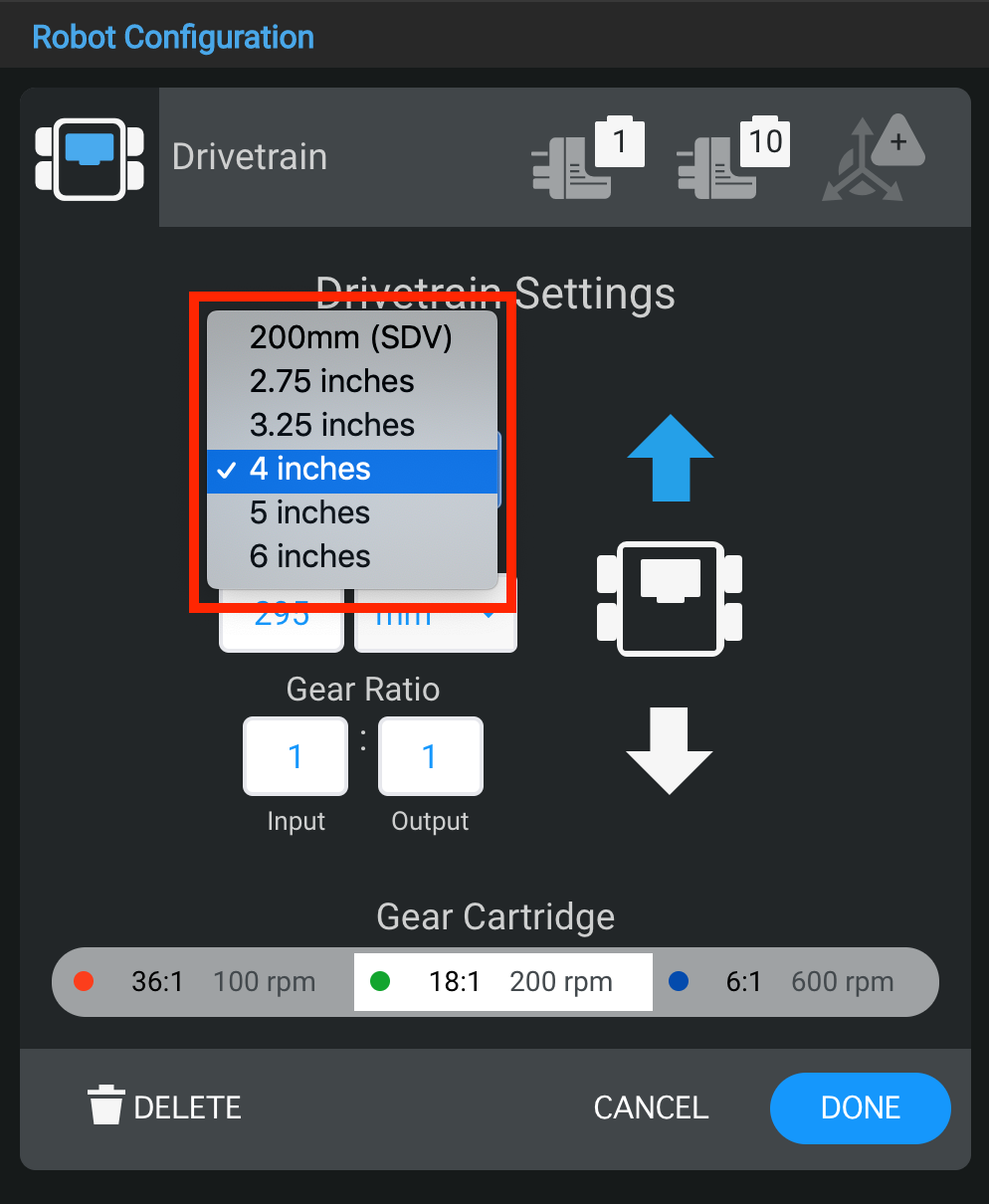 Diagramm, das die Roboterkonfiguration für V5 veranschaulicht und verschiedene Komponenten und ihre Verbindungen zeigt, die für die V5-Kategoriebeschreibung relevant sind.