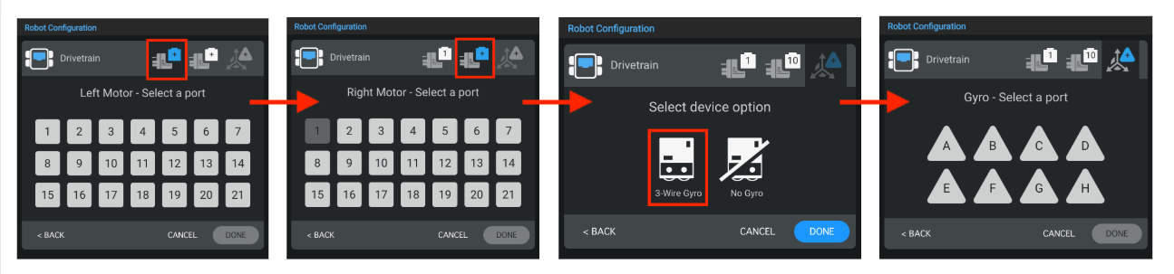 Diagram dat de robotconfiguratie voor categorie V5 illustreert, met verschillende componenten en hun opstelling voor optimale prestaties in roboticatoepassingen.