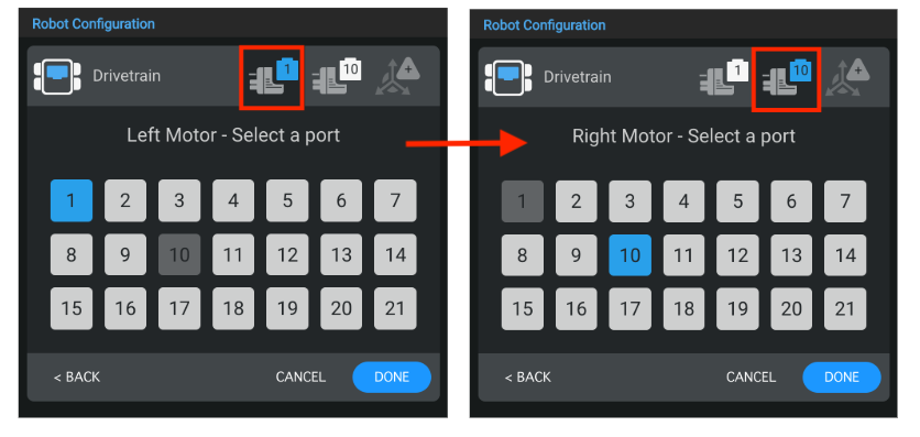 Diagrama que ilustra la configuración de un robot V5, mostrando varios componentes y su disposición para un rendimiento óptimo en aplicaciones de robótica.