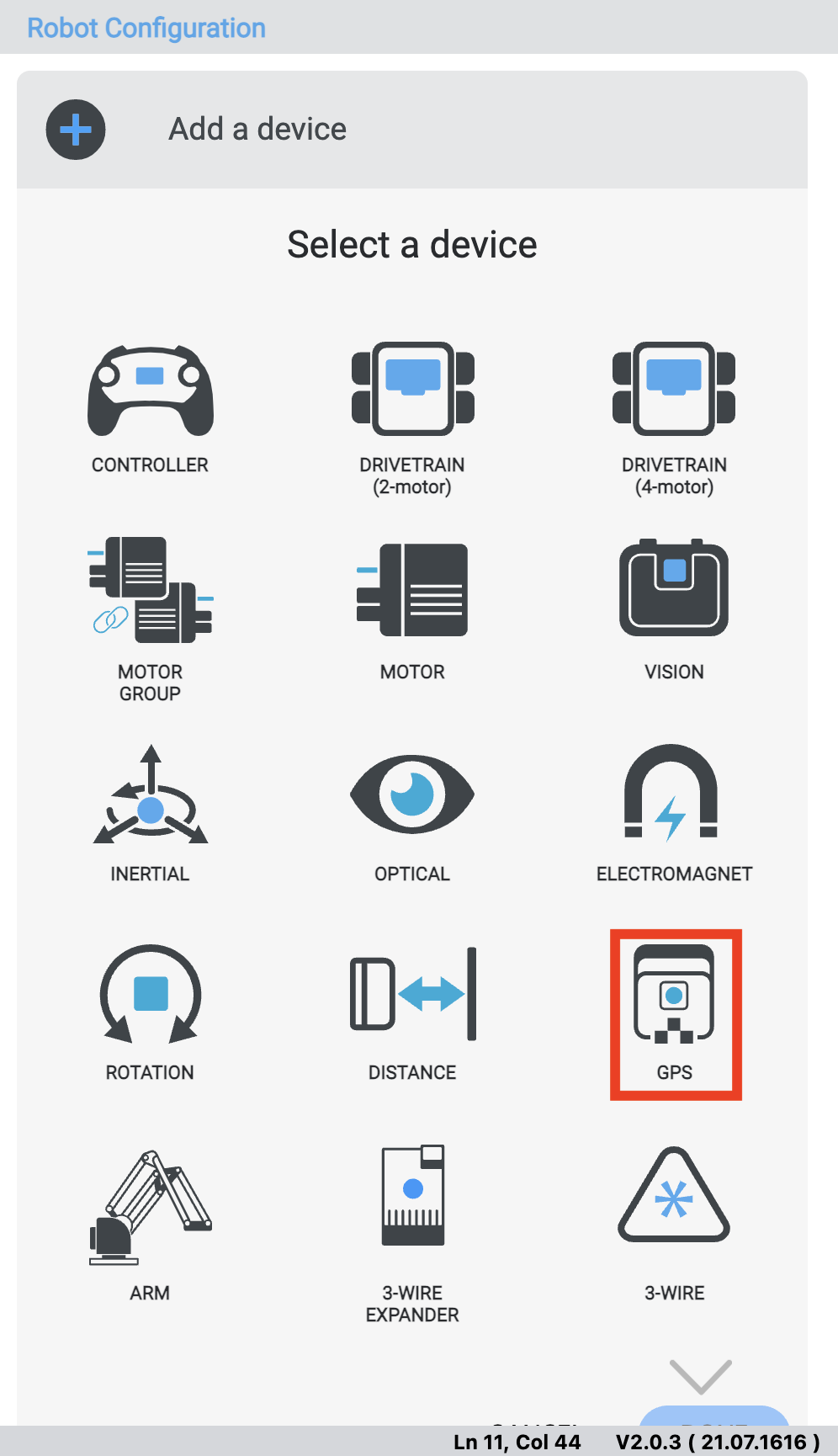 Uma lista detalhada de dispositivos V5 usados em configurações de robôs, mostrando vários componentes e suas conexões para um design robótico eficaz.