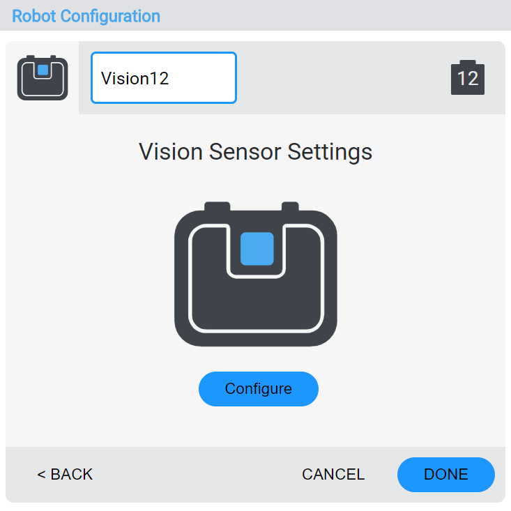 Schéma illustrant la configuration du robot pour V5, présentant divers composants et leur disposition, en rapport avec la description de la catégorie V5.