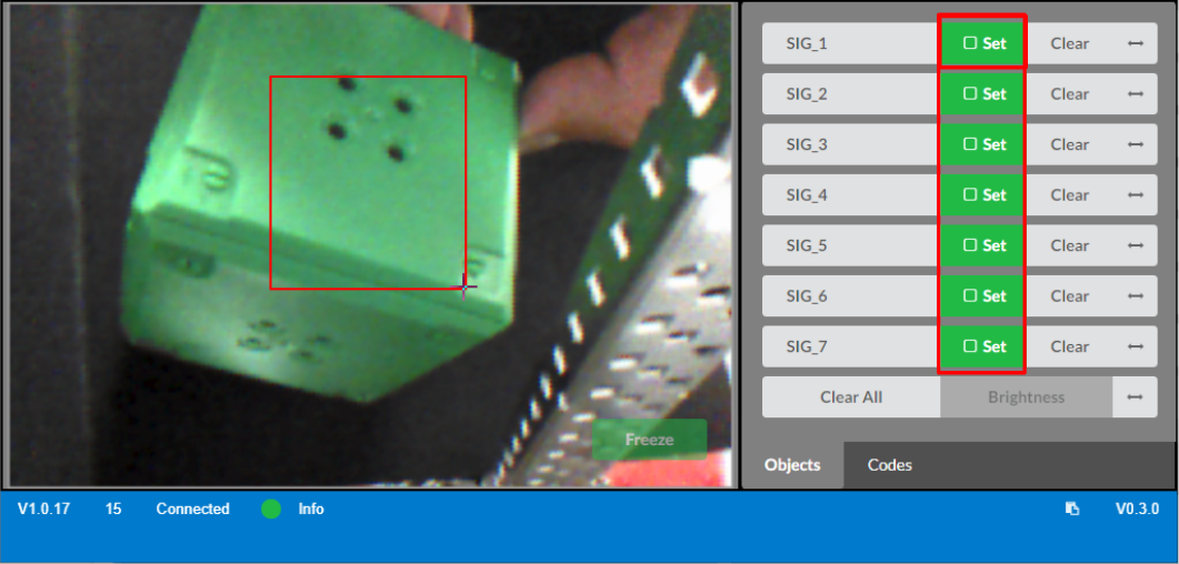 Schéma illustrant la configuration du robot pour V5, comprenant des composants et des connexions étiquetés pour faciliter la compréhension du processus de configuration.