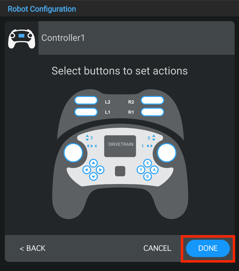Diagrama que ilustra la configuración del robot para V5, mostrando varios componentes y su disposición, relevantes para la descripción de la categoría V5.
