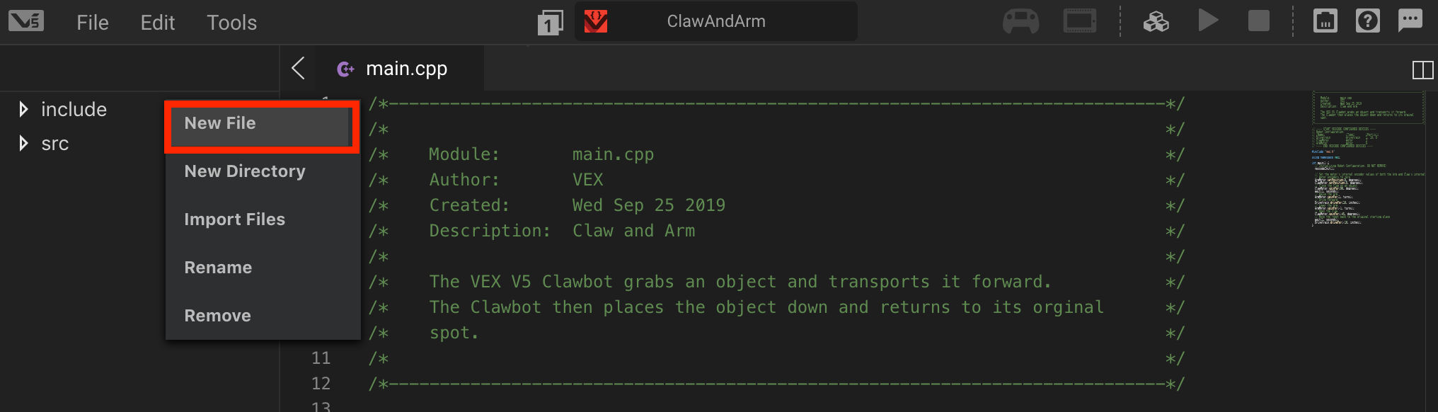 Schéma illustrant la configuration d'un robot V5, présentant divers composants et leur disposition, en rapport avec la section Description de la catégorie V5 et configuration du robot.