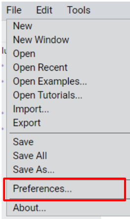 Screenshot delle impostazioni delle Preferenze nel software Vex Robotics V5, che mostra varie opzioni di configurazione per gli utenti nella sezione Tutorial.