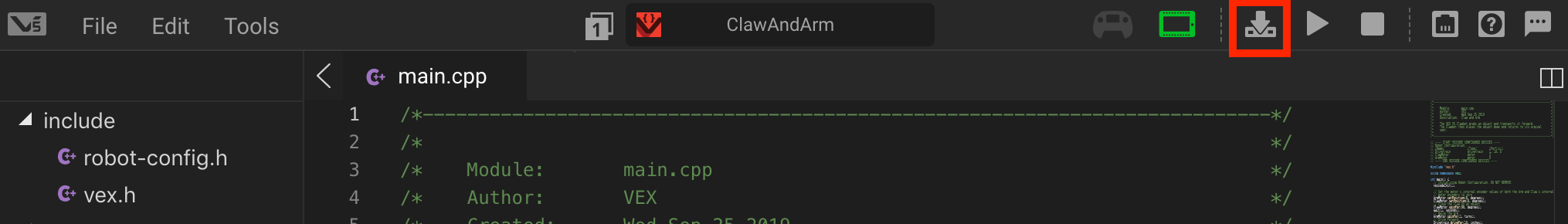Captura de tela da interface do tutorial de robótica do V5, mostrando várias categorias e opções disponíveis para os usuários navegarem e aprenderem sobre os recursos e funcionalidades da robótica do V5.