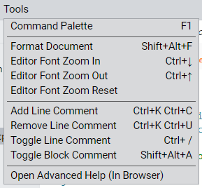 Schermata del menu Strumenti nel software VEX V5, che mostra varie opzioni di strumenti per gli utenti, tra cui strumenti di programmazione e configurazione, progettati per assistere nei tutorial di robotica.
