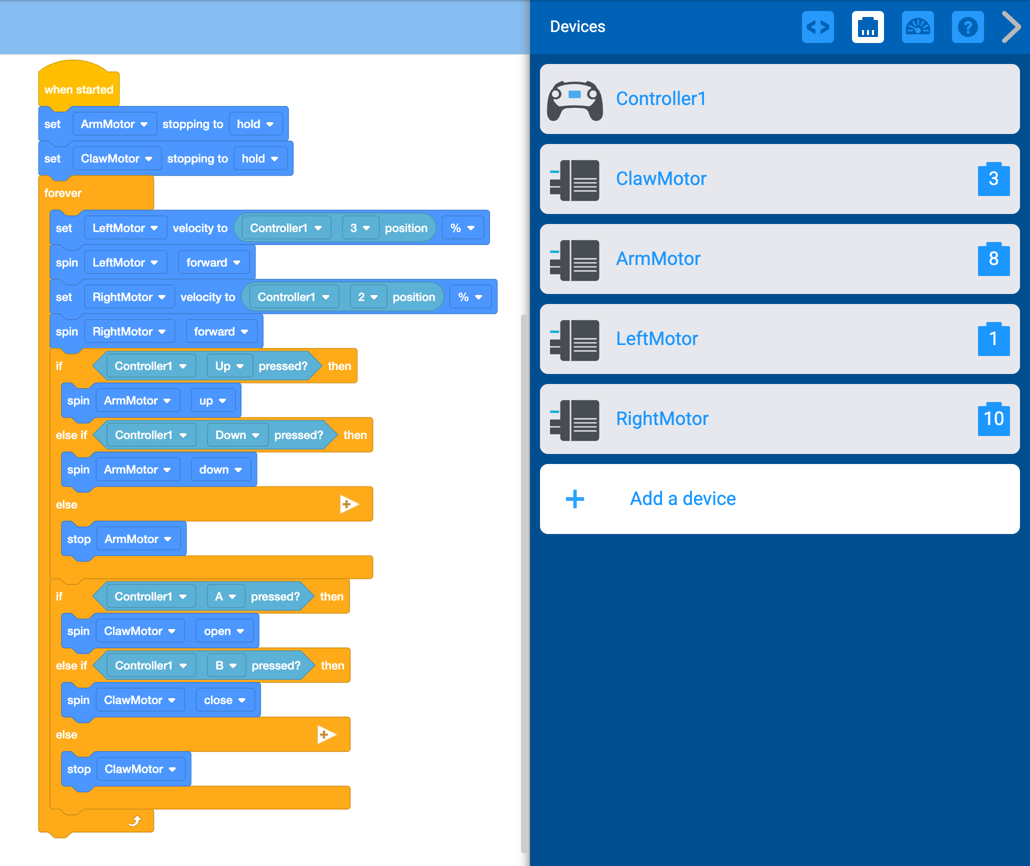 Diagramme illustrant les didacticiels de blocs V5, présentant différents types de blocs et leurs connexions dans une mise en page claire et organisée pour une meilleure compréhension de la programmation robotique VEX.