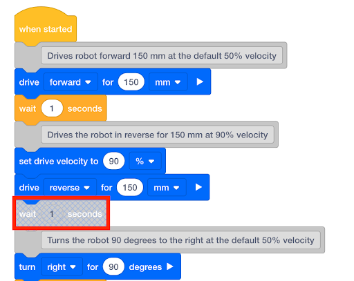 Captura de pantalla que muestra cómo desactivar una función en V5, con opciones y configuraciones resaltadas para los usuarios en la sección Tutoriales de bloques.