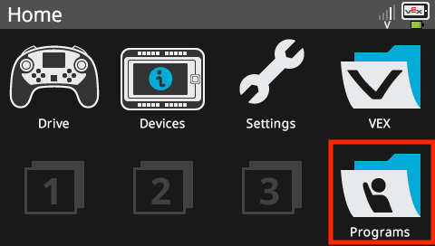 Captura de tela de uma interface de programação de blocos Vex Robotics V5, mostrando vários blocos de programação e sua disposição para construir um programa de robô, relevante para a seção Tutoriais de blocos.