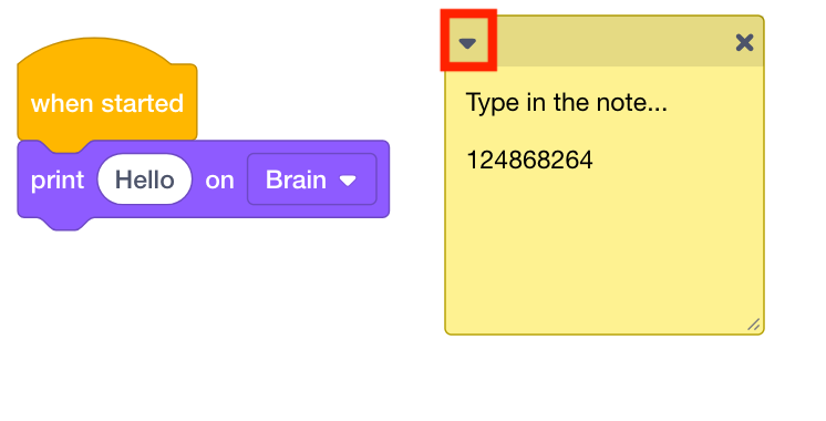 Icono de flecha hacia abajo que indica contenido expandible en la sección Tutoriales de bloques V5.