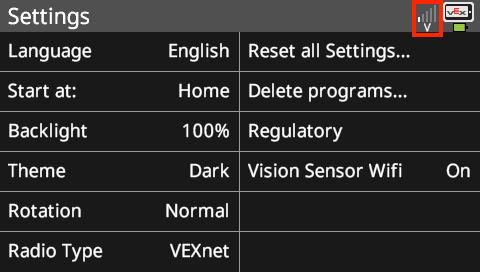 Ventana de diálogo de configuración para V5, que muestra opciones para conectarse al Brain, incluidos ajustes de configuración e indicadores de estado de conexión.