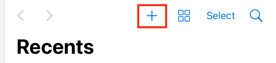 iPad-Speicherbildschirm mit einem roten Kästchen, das die Option + hervorhebt