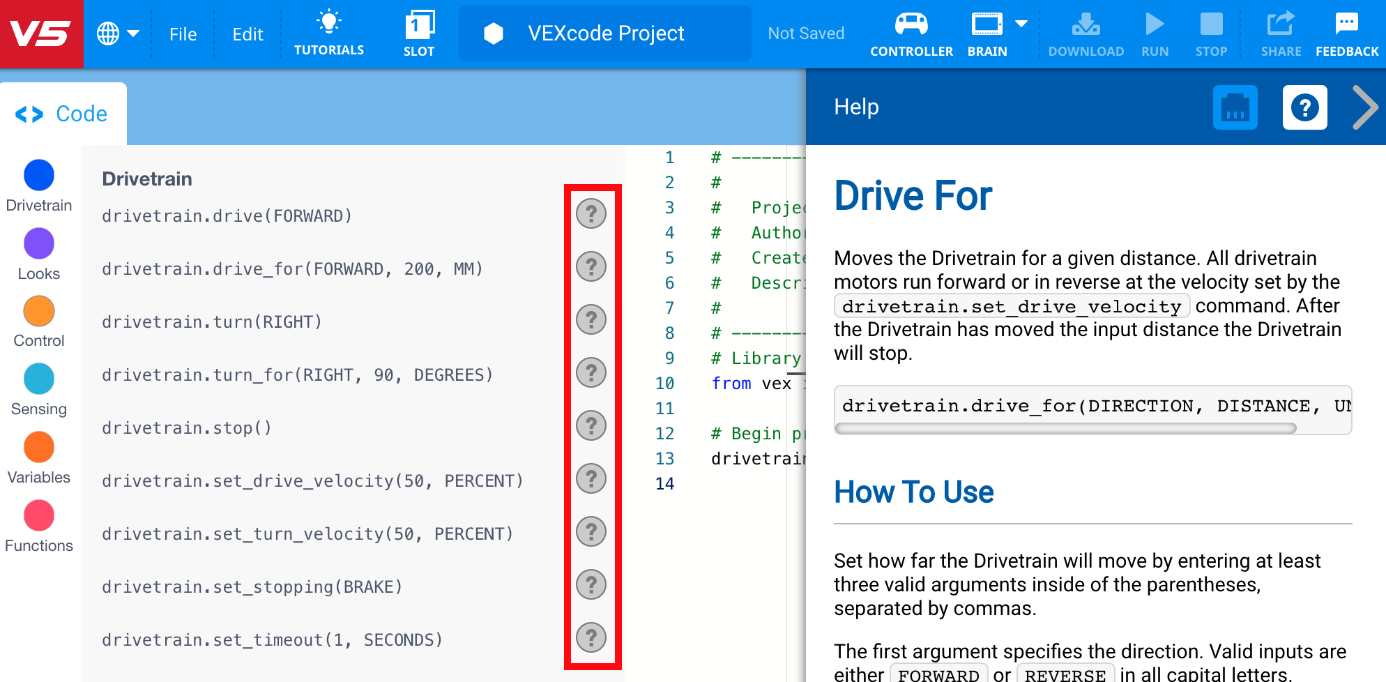 Image d'une boîte à outils avec divers outils, représentant des ressources disponibles pour les didacticiels Python VEX V5.
