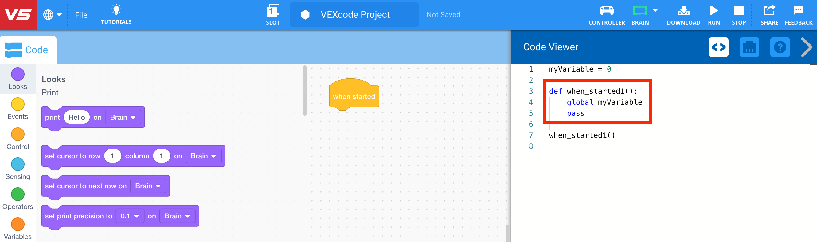 Captura de tela do código excluído do visualizador de código em um tutorial do Python, ilustrando a remoção de segmentos de código específicos no contexto da categoria V5.