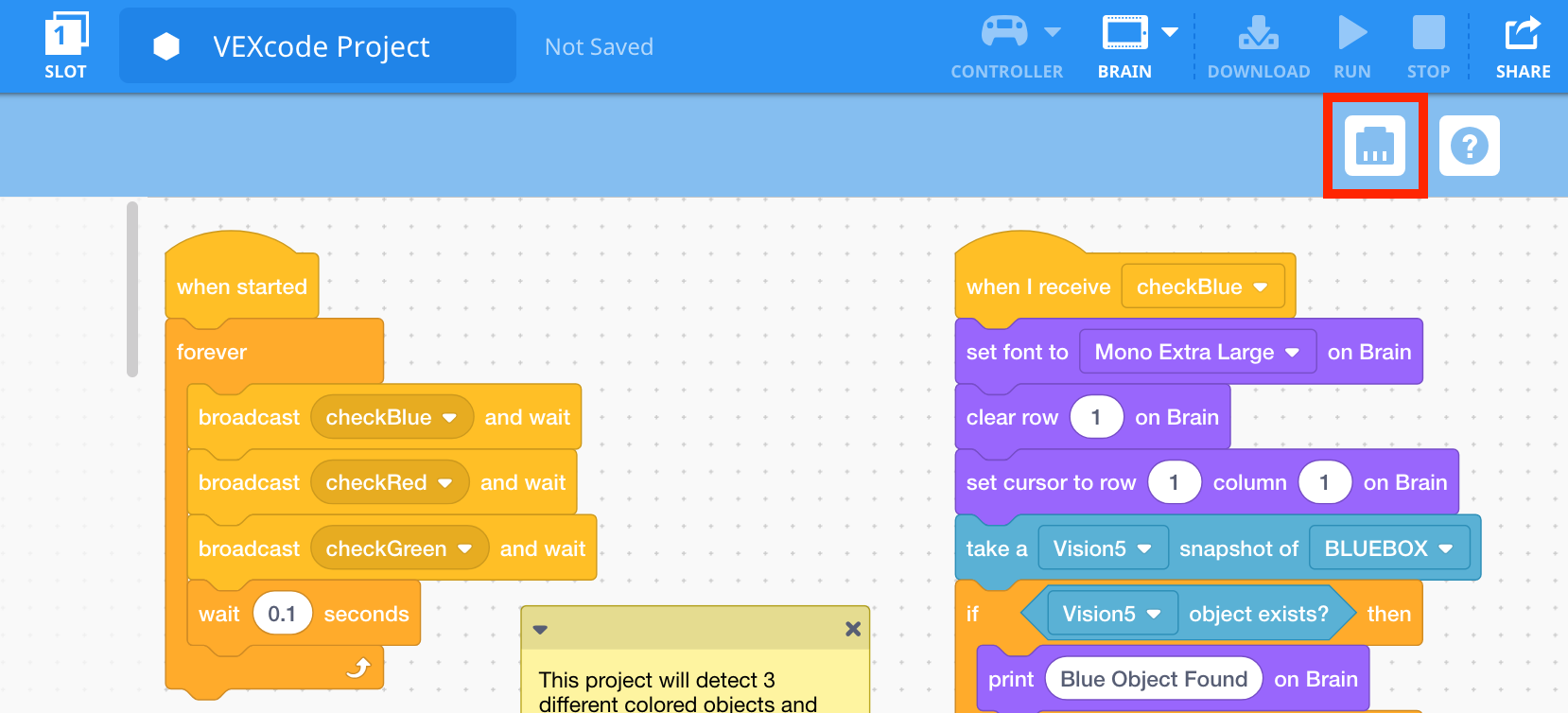 V5 श्रेणी के लिए रोबोट विन्यास को दर्शाने वाला आरेख, रोबोटिक्स अनुप्रयोगों में इष्टतम प्रदर्शन के लिए विभिन्न घटकों और उनके कनेक्शनों को दर्शाता है।