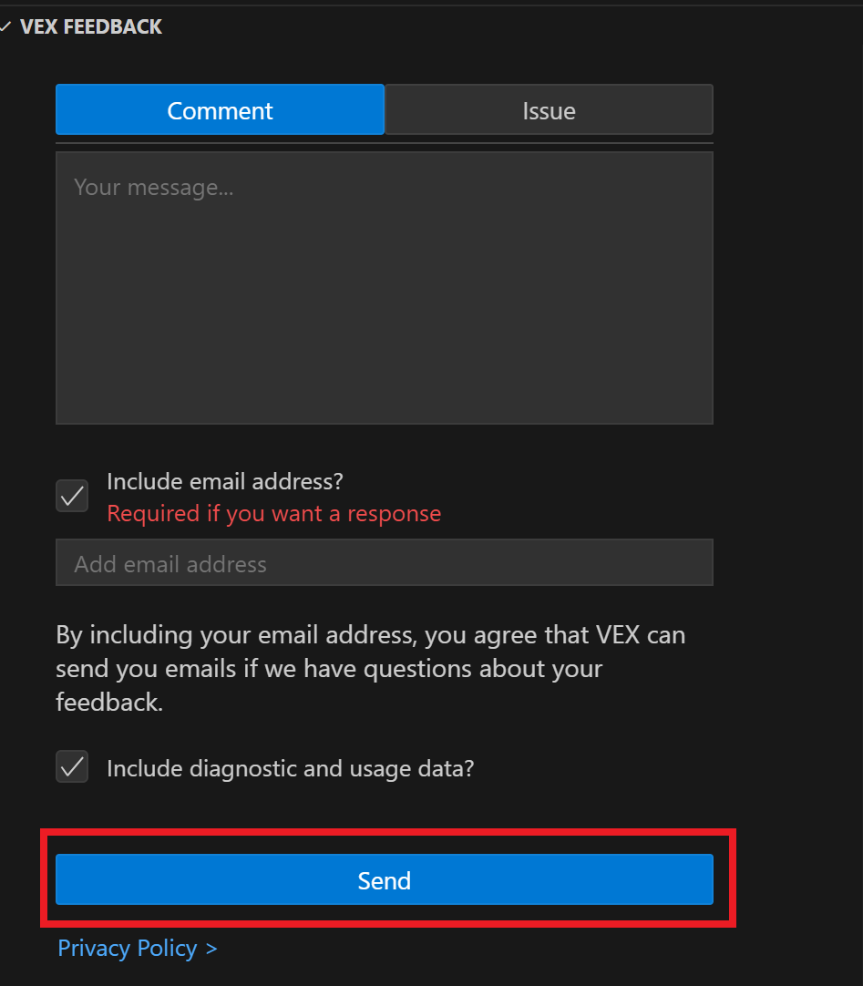 पिछली छवि के समान ही, जिसमें नीचे की ओर 'भेजें' बटन हाइलाइट किया गया है।