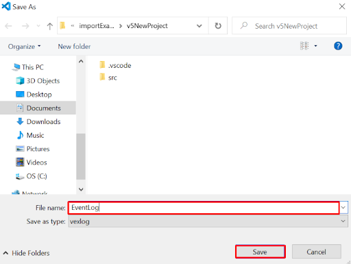 Captura de ecrã da interface da extensão de código VEX V5 no Visual Studio Code, mostrando as características e ferramentas disponíveis para a programação de robôs VEX.