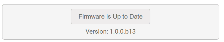 Menu Utilitas AI Vision menampilkan tombol di bawah tampilan saat ini yang bertuliskan Firmware Sudah Diperbarui. Tombolnya berwarna abu-abu dan versinya tercantum di bawah. Dalam contoh ini terbaca Versi 1.0.0.b13.