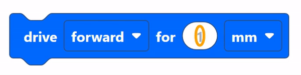 ड्राइव फॉर ब्लॉक का चयन किया गया है और कर्सर इसके टेक्स्ट फ़ील्ड के अंदर टेक्स्ट मान को संपादित कर रहा है ताकि इसे 1 के मान से 50 के मान में परिवर्तित किया जा सके।