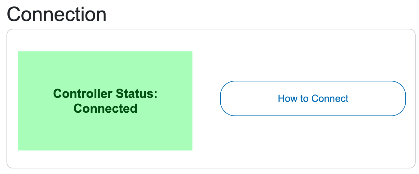 Bagian Status Pengendali pada halaman Keterampilan Pengemudi. Di sebelah kiri adalah status saat ini yang bertuliskan Status Pengontrol titik dua terhubung dan memiliki latar belakang hijau.