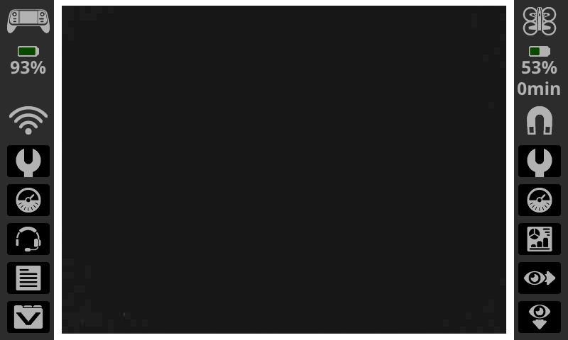 नियंत्रक की स्क्रीन दिखाई जाती है, जिसमें स्क्रीन के बायीं और दायीं ओर स्तंभों के रूप में दो मेनू होते हैं।
