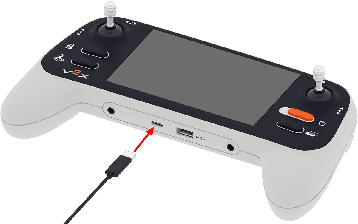 Das USB-C-Kabel wird an den USB-C-Anschluss des Controllers angeschlossen.