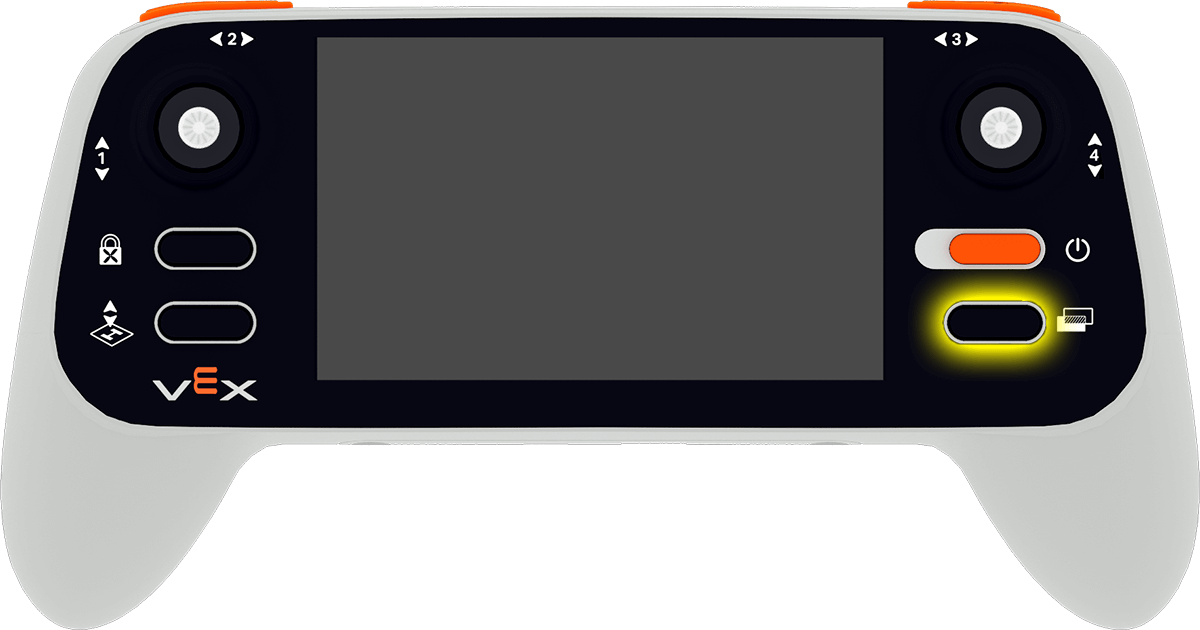 Controller mit der unterhalb des Ein-/Ausschalters hervorgehobenen Schaltfläche „Ansicht ändern“.