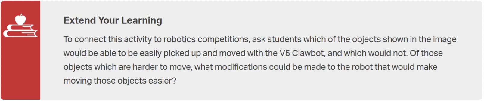 Screenshot of an Extend Your Learning teacher note used as an example.