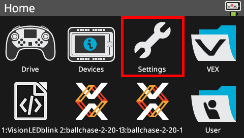 Brain screen is shown in the Home menu with the Settings option highlighted.