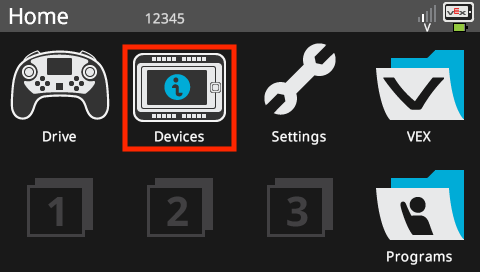 Brain screen is shown in the Home menu with the Devices option highlighted.