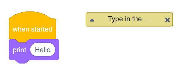 Komprimerad anteckning i VEXcode 123-arbetsytan som har krympts ner till en mindre storlek och bara visar en liten mängd av sin text.