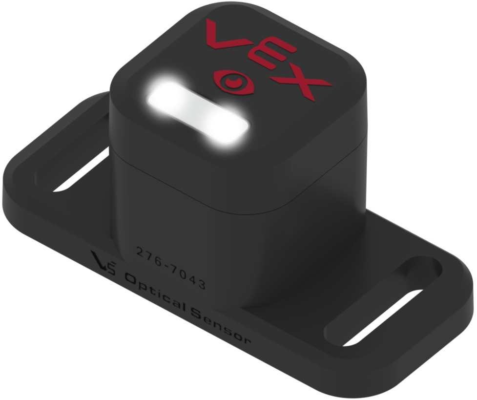 Optisk sensor med sina vita lysdioder tända för att belysa utrymmet framför den.