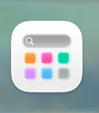 The macOS Launchpad icon showing a search bar above a grid of colorful app icons.