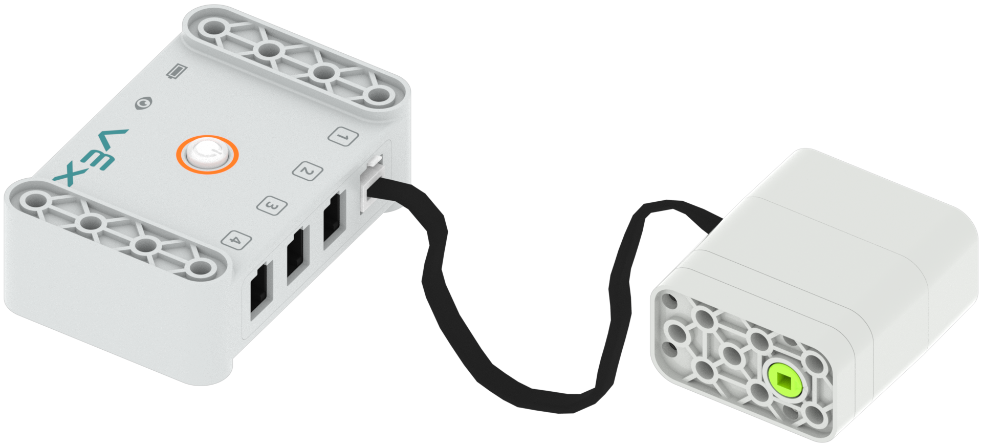 Motor med kabeln inkopplad i en av Brains Smart Ports.