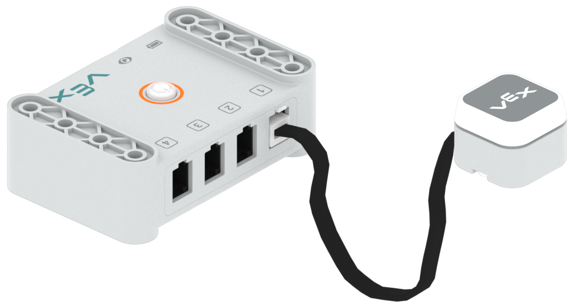 LED-stötfångare med kabeln inkopplad i en av Brains smarta portar.