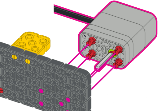 Diagram över en motor som använder en röd axel och dess fläns för att överföra rotationskraft genom axeln efter att ha monterats i en platta.