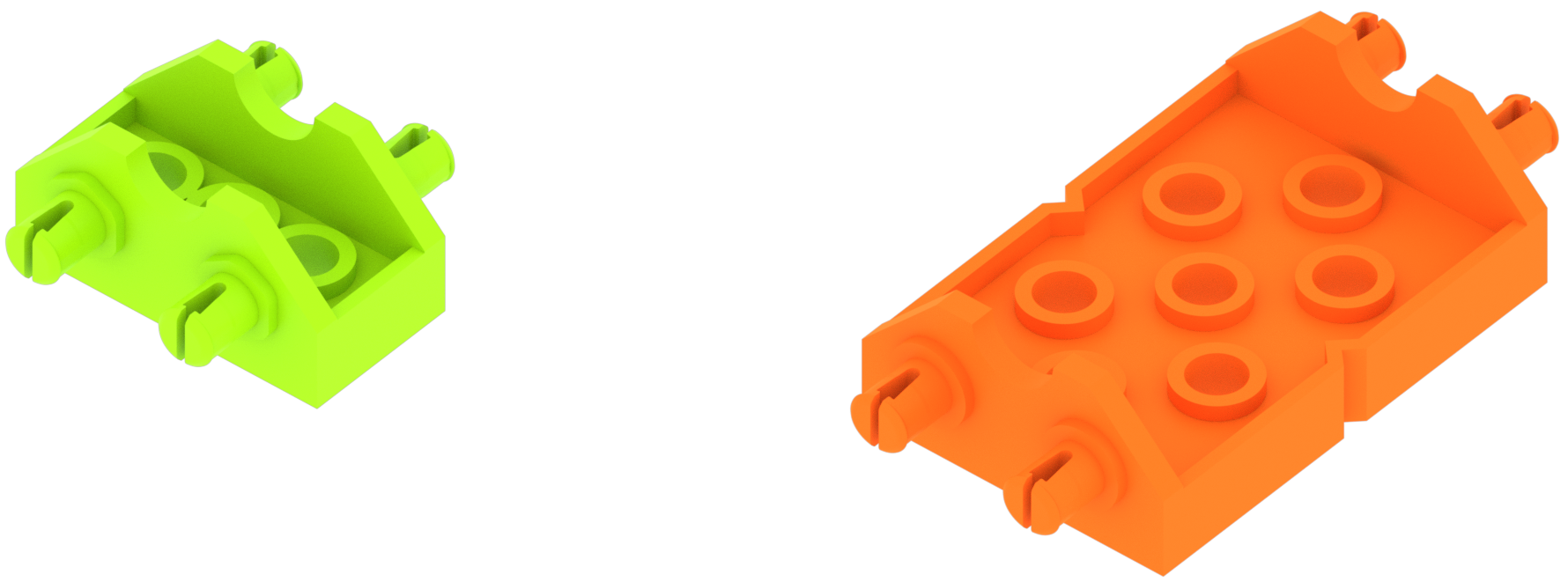 Diagram över båda parallellkontaktdelarna i VEX GO-kitet.