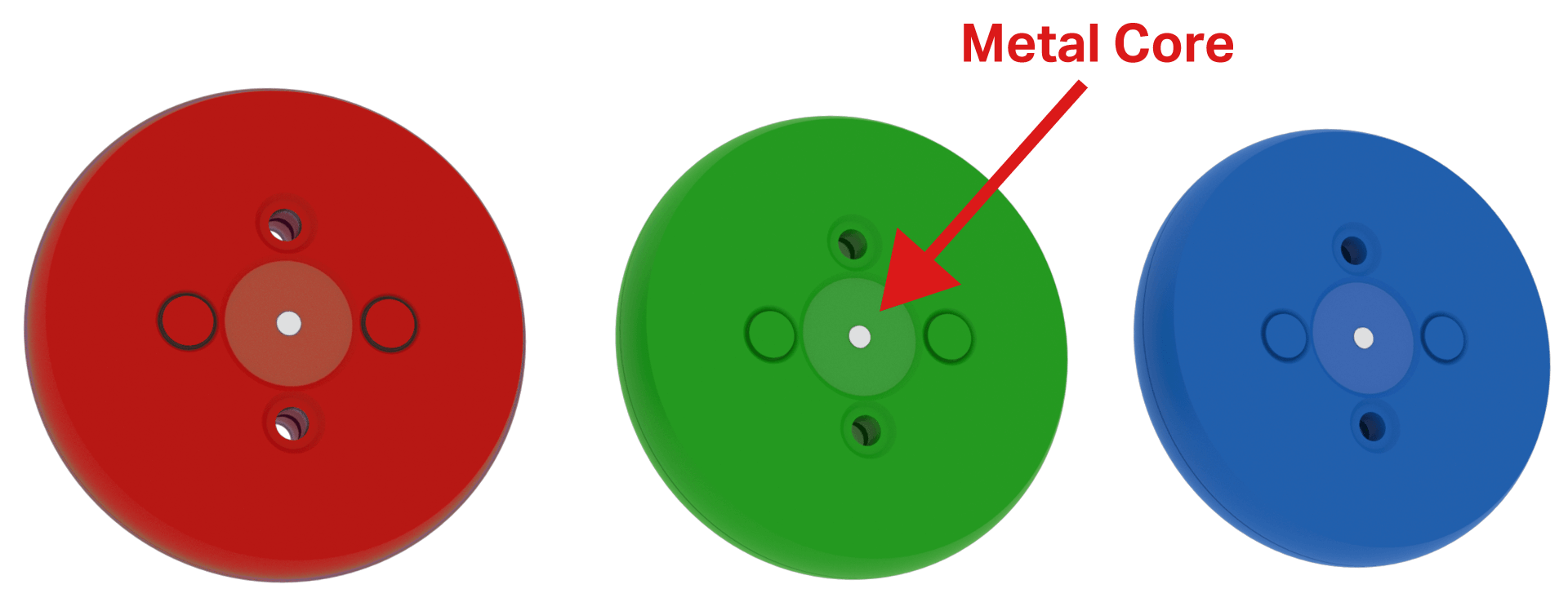 Diagram över alla färgade skivdelar i VEX GO-kitet.