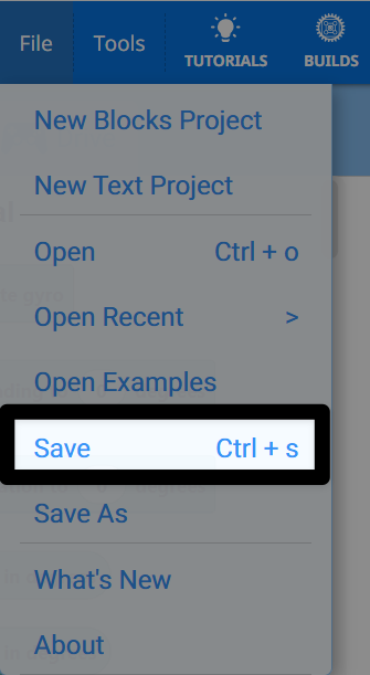 Menu Fichier avec l'option Enregistrer sélectionnée.