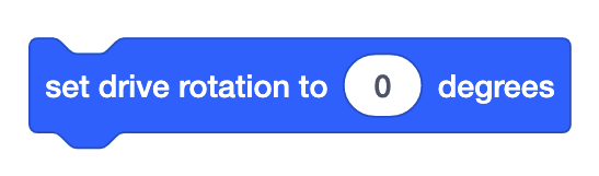 VEXcode IQ Ställ in drivrotationsblocket som läser Ställ in drivrotationen till 0 grader.